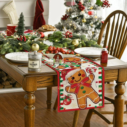 Gingerbread Candy Cane Christmas Table Runner 33x183cm for Home Decor