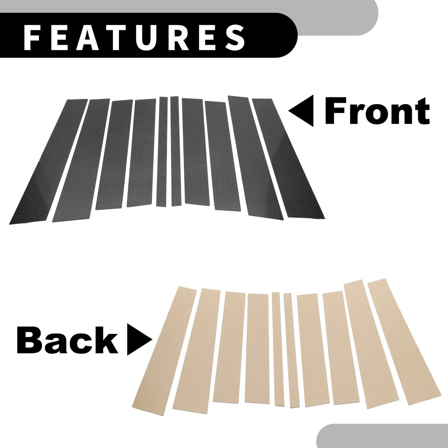 10 Pcs Black Carbon Fiber Car Pillar Window Trim for Mercedes GL-Class