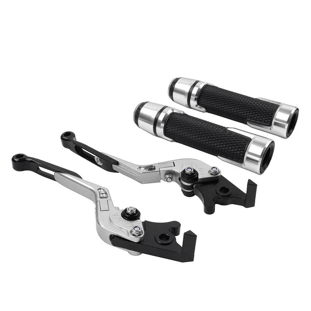 Silver Extendable Brake Clutch Levers & Handlebar Grips for BMW C650GT (2012-2018)