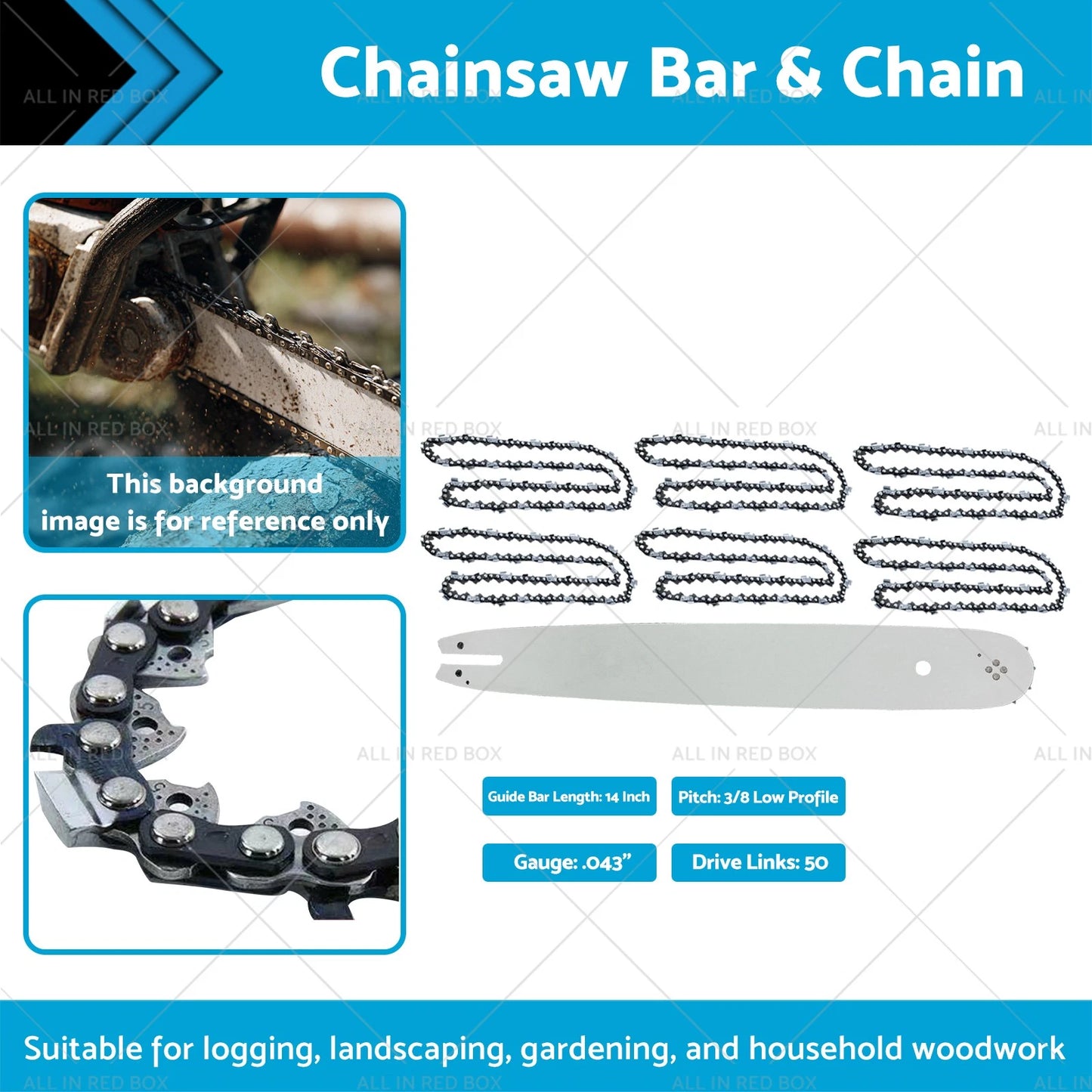 14'' Chainsaw Chain & Guide Bar 3/8LP .043 50DL for MS170 MS171 MS200 (2002-2018)