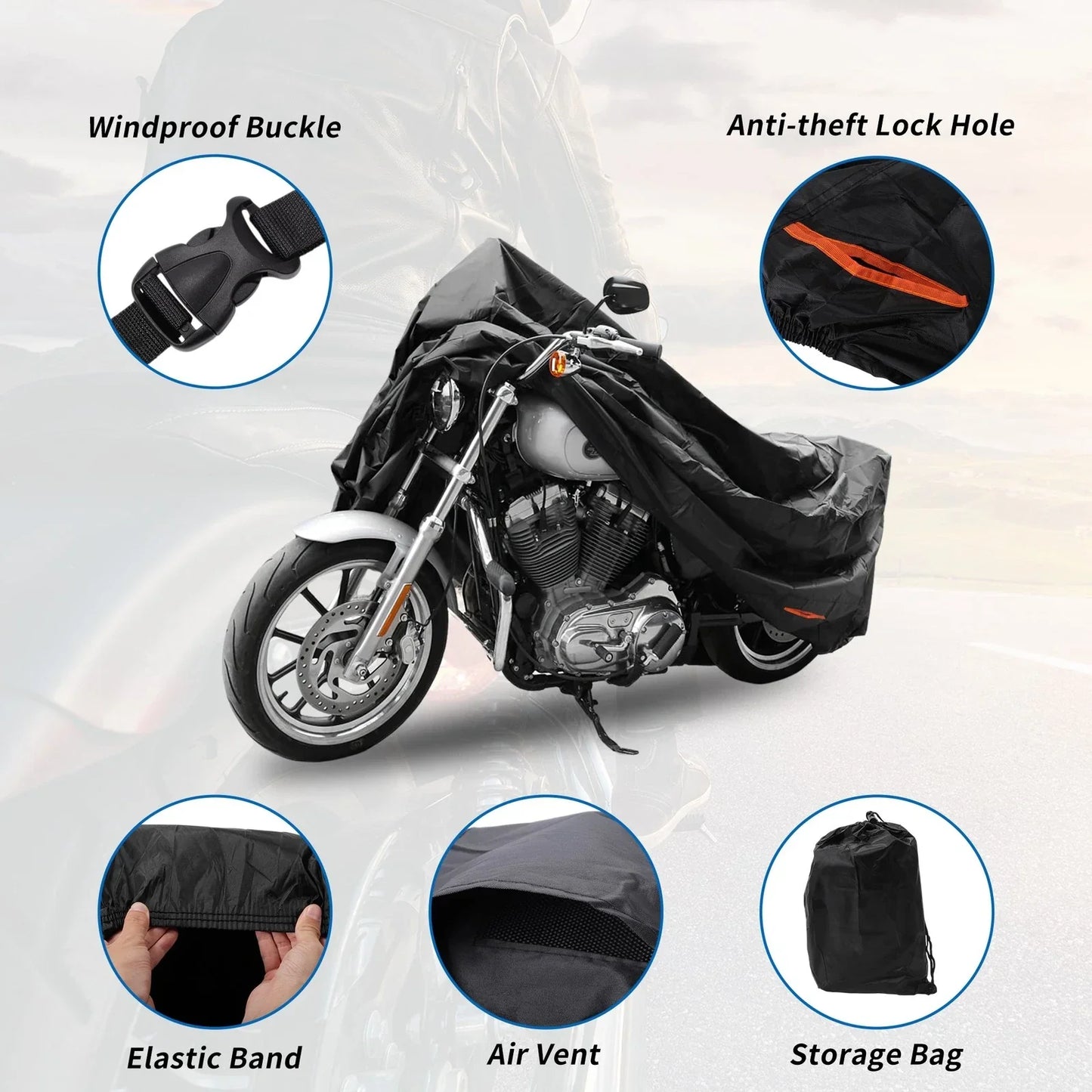 Motorcycle Cover 301D-PU Black for Honda CT125 Hunter Cub (2020-2023)