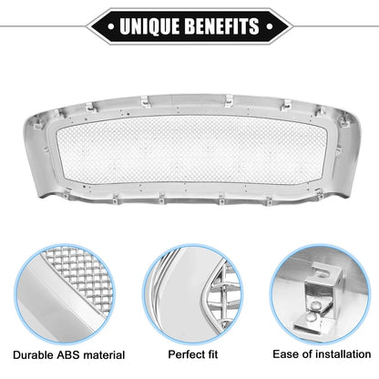 Front Grille Assembly for Dodge Ram 3500 2006-2009 Chrome Silver Tone