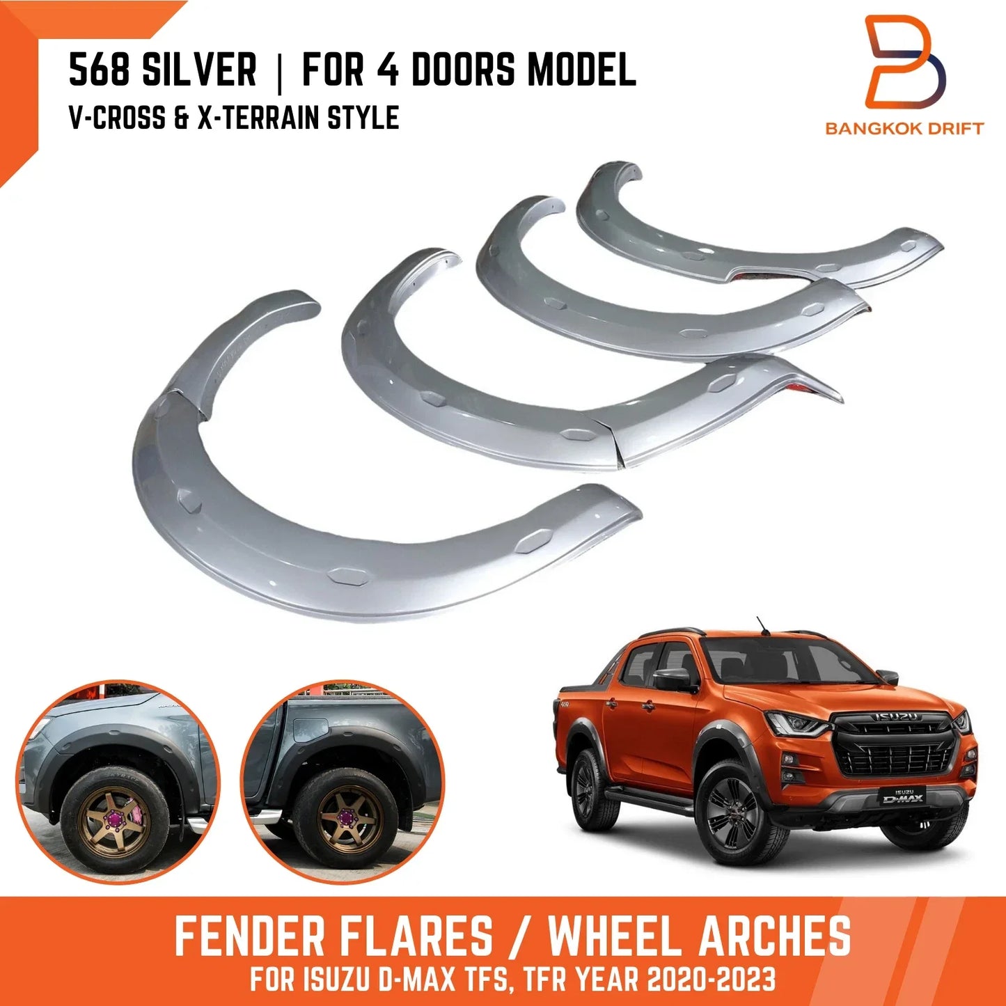 Silver Fender Flares for Isuzu D-Max Ute (2020-2023)