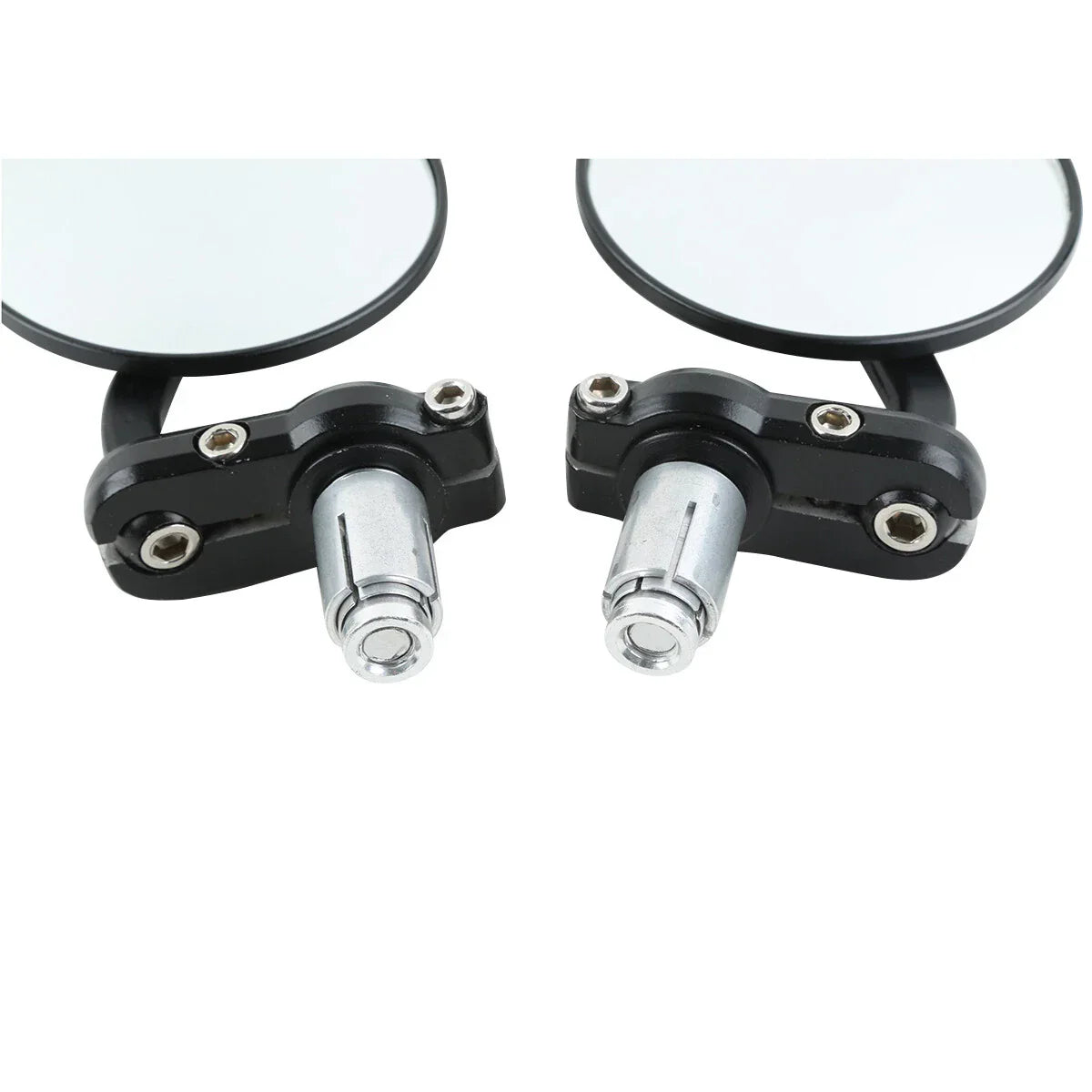 Black Handle Bar End Rearview Mirror 3" Round 7/8" for BMW Harley Honda Suzuki