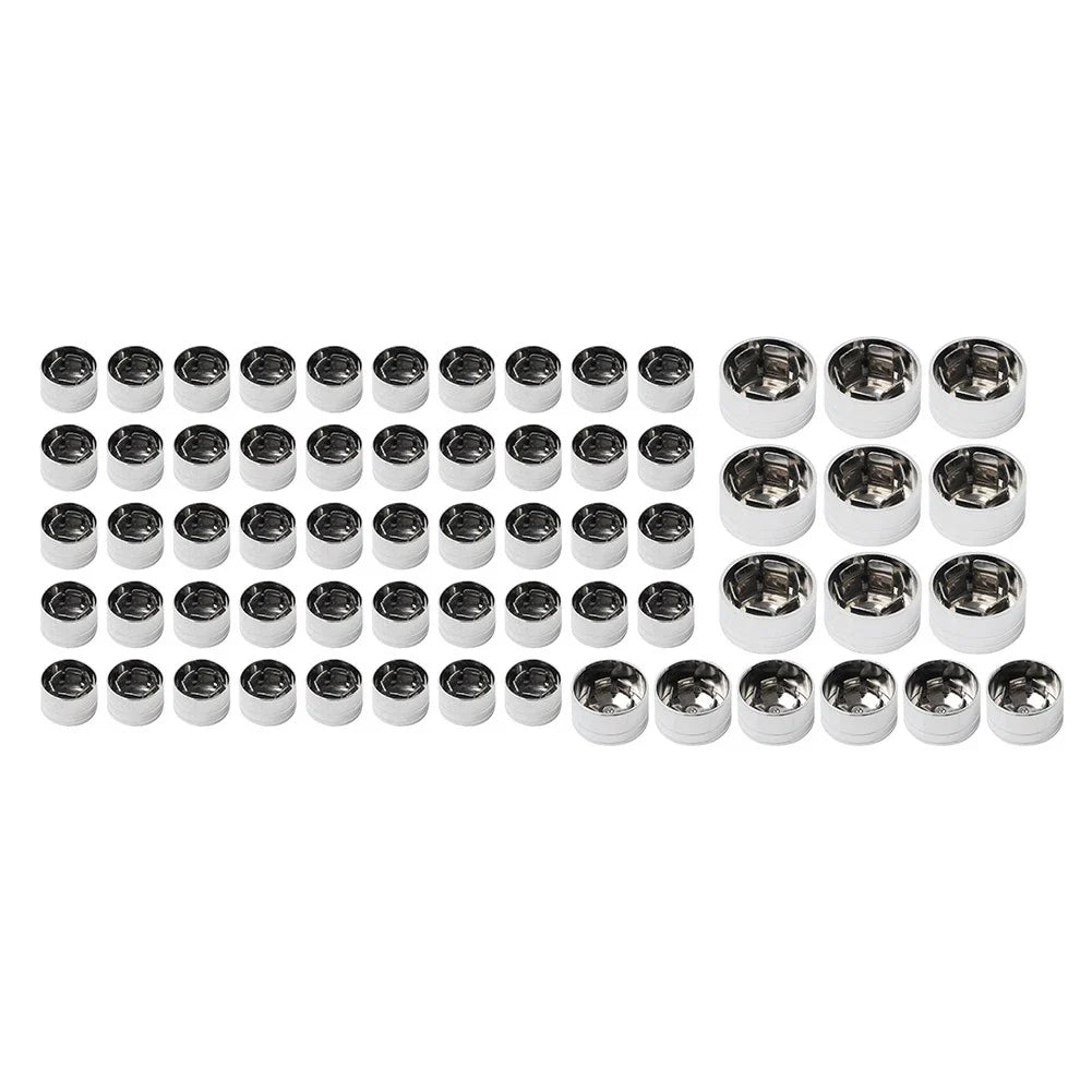 63 Pcs Chrome Engine Topper Bolt Caps for Harley Softail FXST (2000-2006)