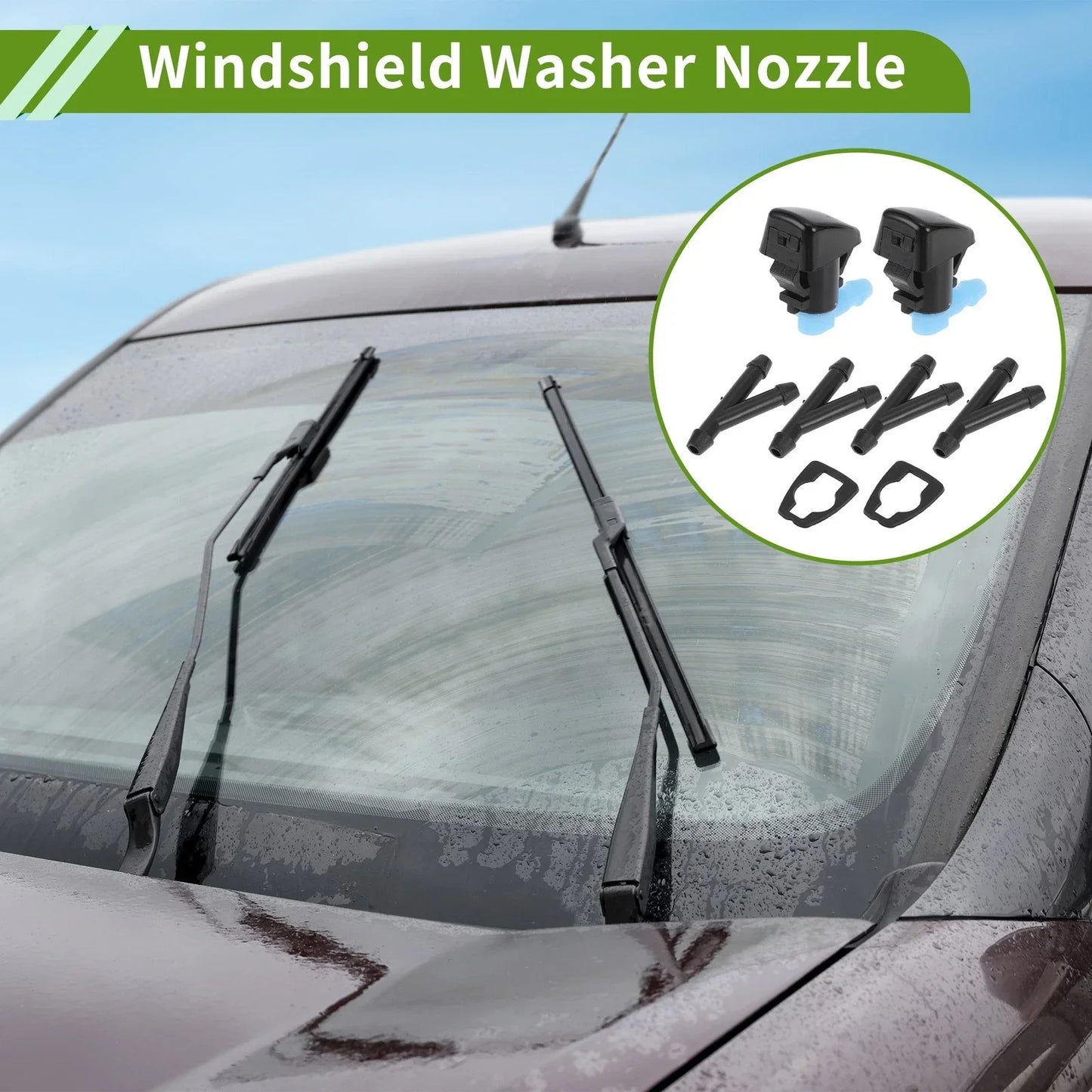 Windshield Washer Nozzle & Hose Connector for Dodge (2011-2019) 1 Set