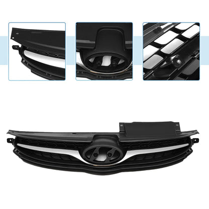 Front Upper Bumper Grille for Hyundai Elantra 2011-2016 Black Chrome Silver
