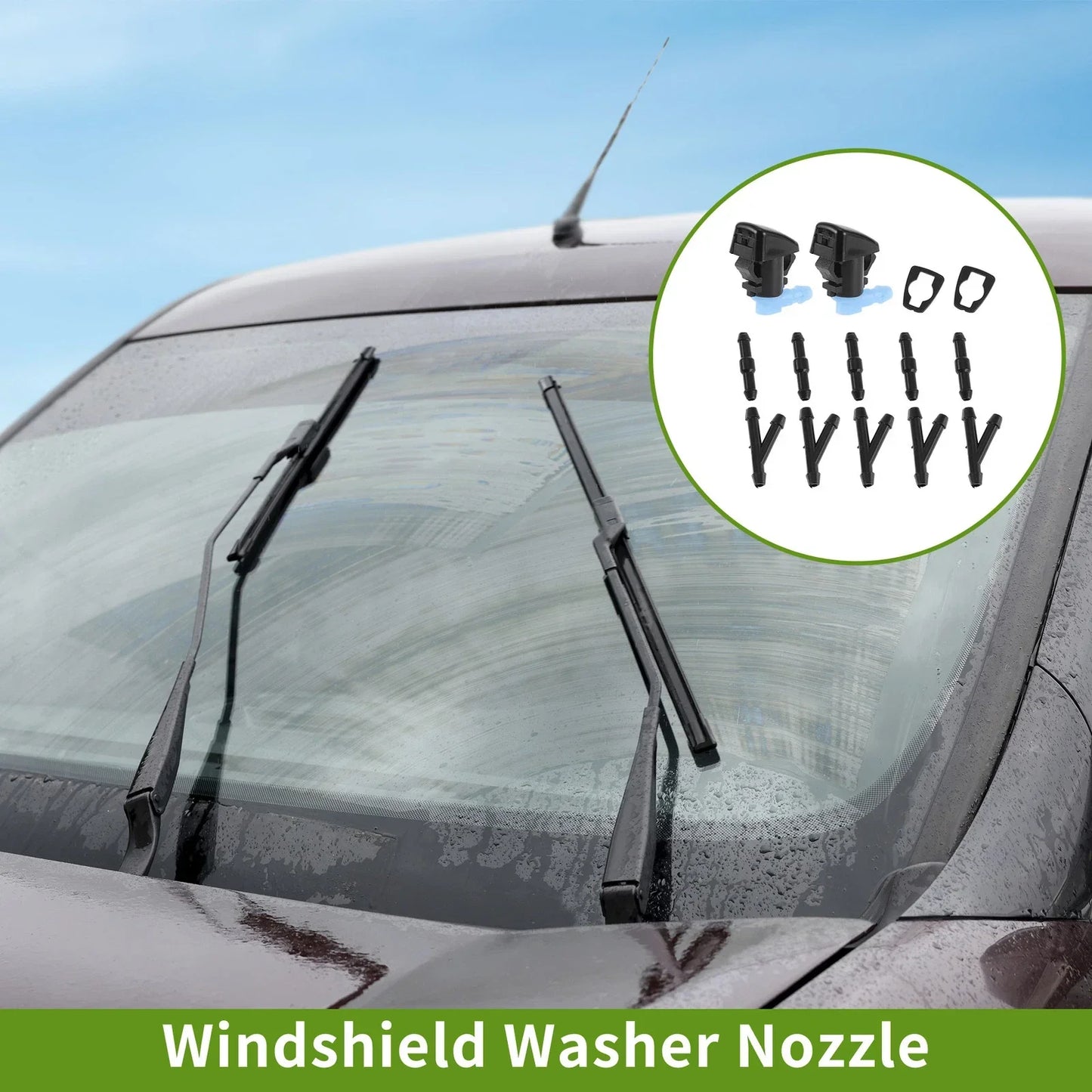 Windshield Washer Nozzle Kit w/ Hose Connector for Dodge (2011-2019)