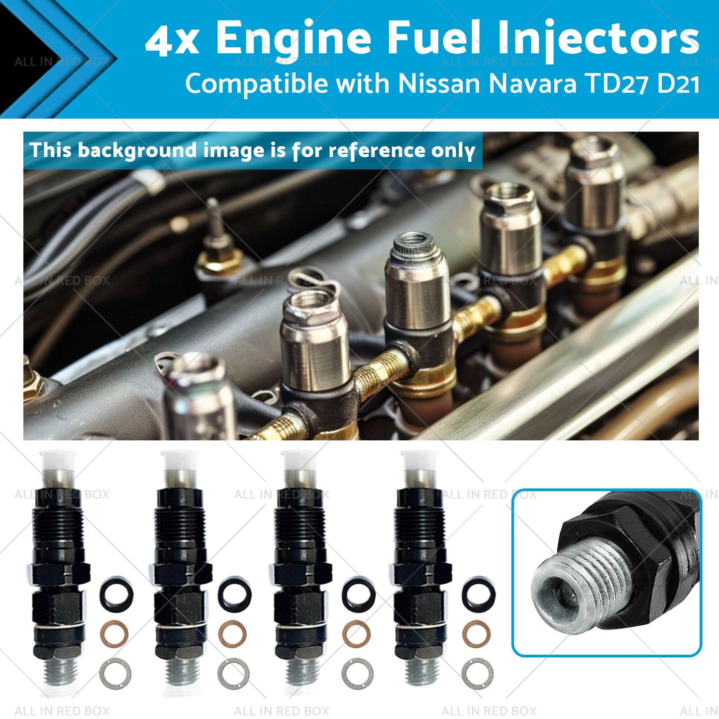 4 x Engine Fuel Injectors for Nissan Navara TD27 D21 (1988-1997)