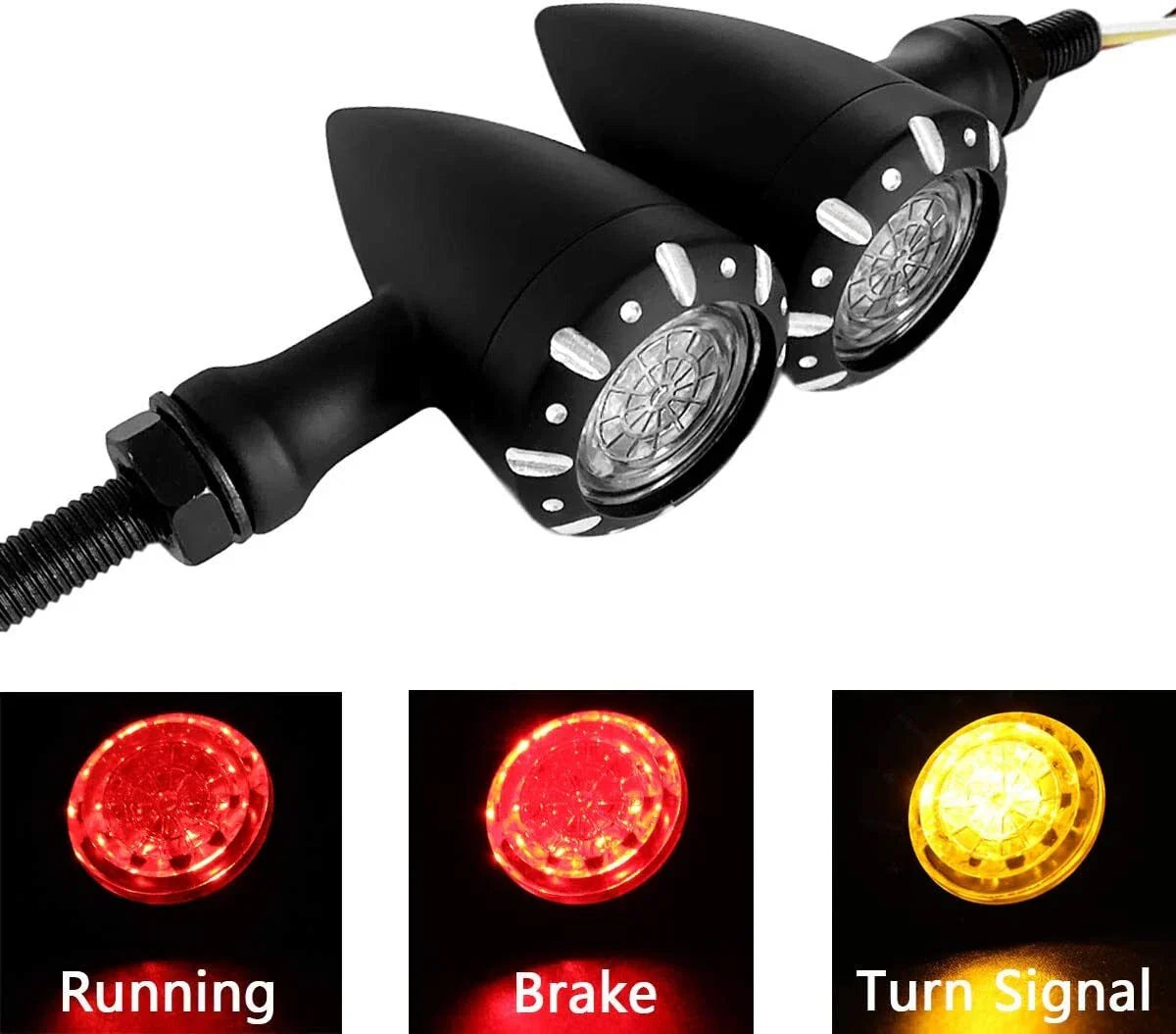 LED Turn Signal Lights for Harley Motorcycle - Black Indicator Lamps