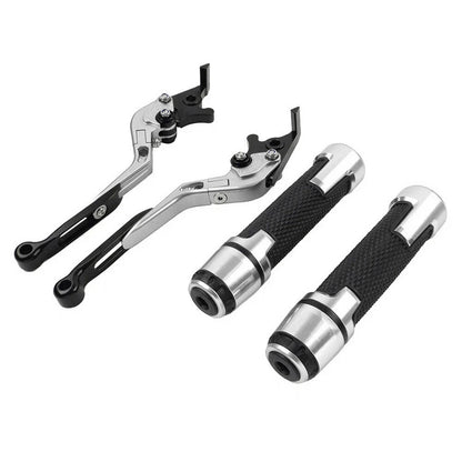 Silver Extendable Brake Clutch Lever Grips Set for Suzuki GSXR600/750 (2006-2019)