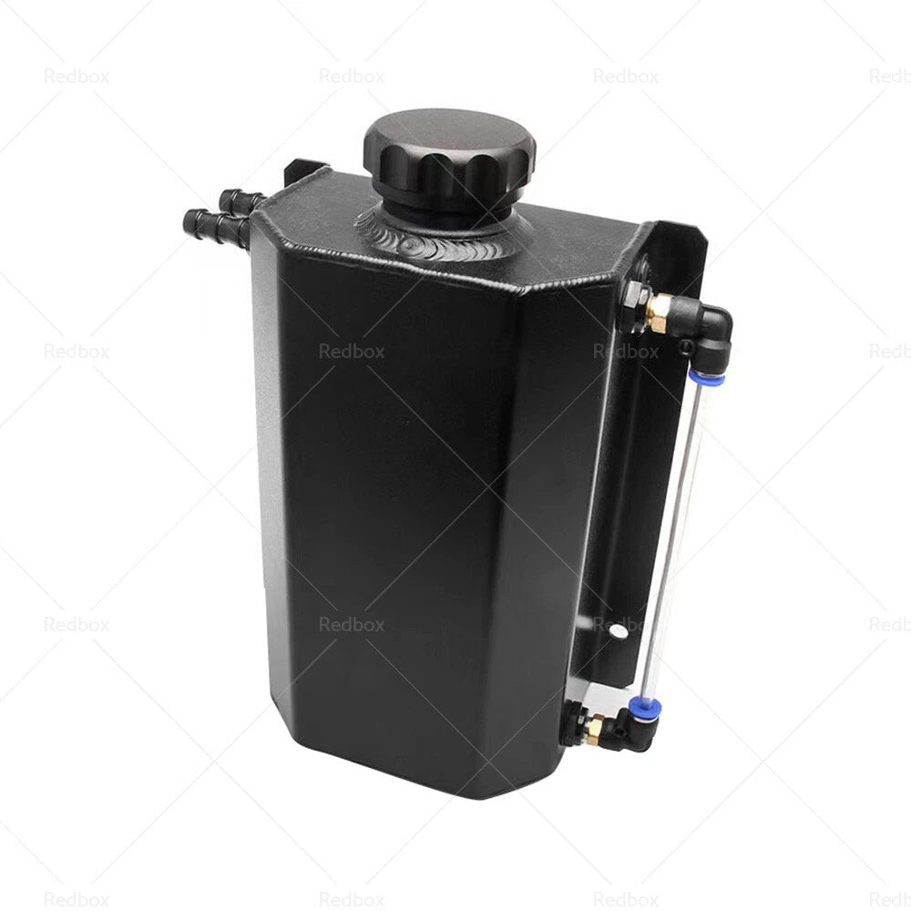 2L Aluminum Black Coolant Radiator Overflow Tank for Universal Vehicles
