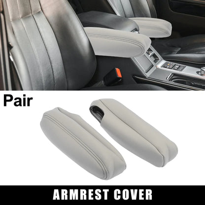 Car Front Seat Armrest Cover 2 x Microfiber Leather Gray for Chevy Tahoe