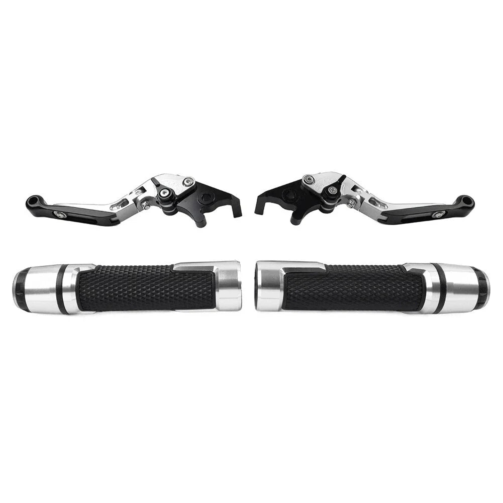 Silver Extendable Brake Clutch Levers & Grips for BMW F650GS (2002-2007)