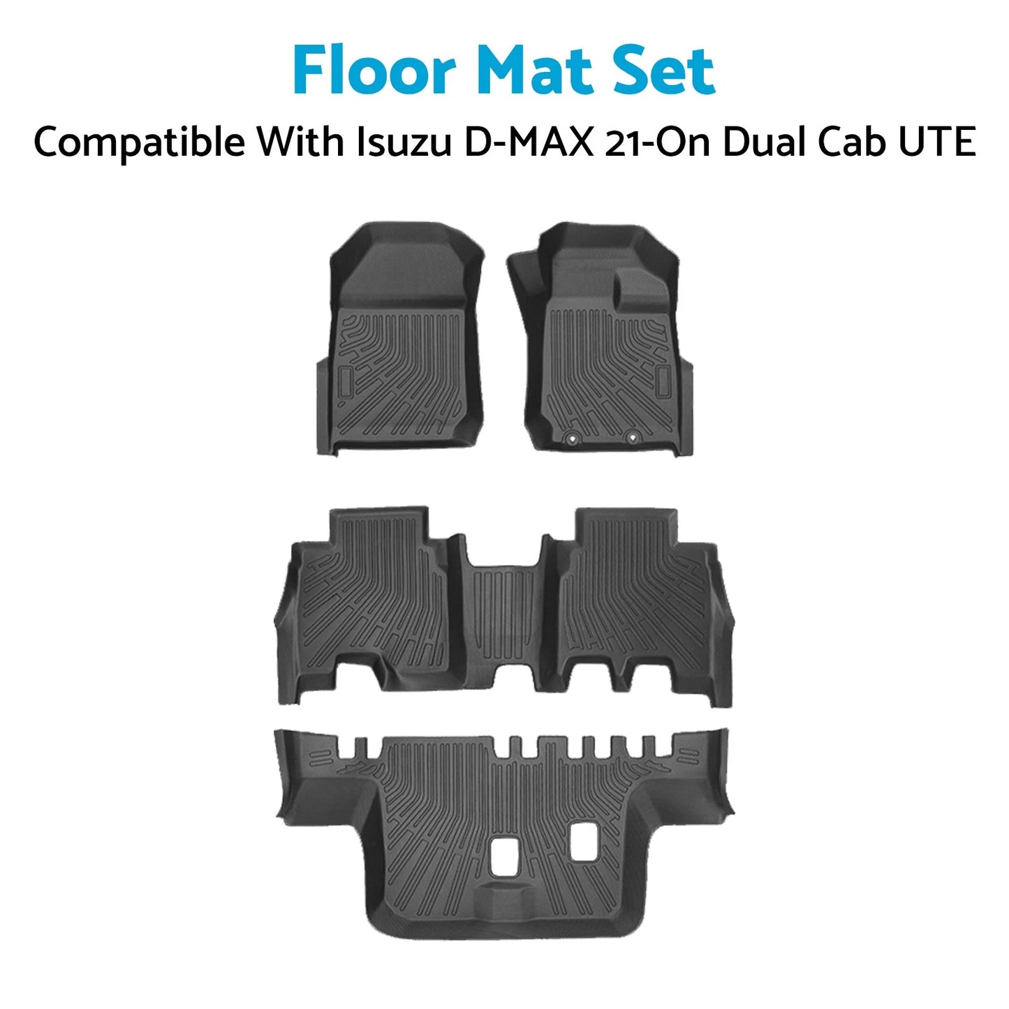 TPE Waterproof Floor Mats for Isuzu D-Max Dual Cab UTE (2021-On)