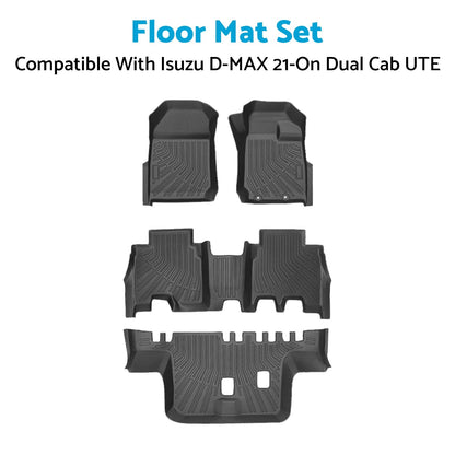 TPE Waterproof Floor Mats for Isuzu D-Max Dual Cab UTE (2021-On)