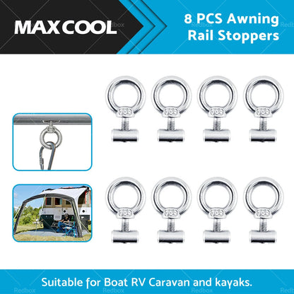 8 x Stainless Steel Awning Rail Stoppers Track Screws for Boat RV Caravan