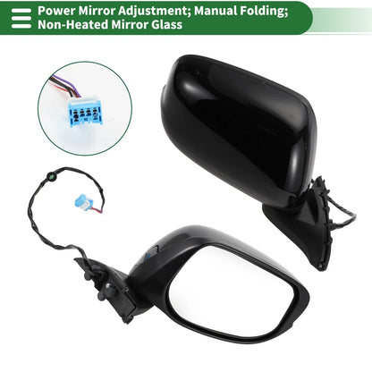 Right Side Door Mirror Replacement for Honda Fit (2015-2020) Gloss Black