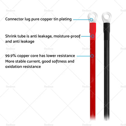 12V Battery Connector Lead 100 Amp Cable & Lugs for Car
