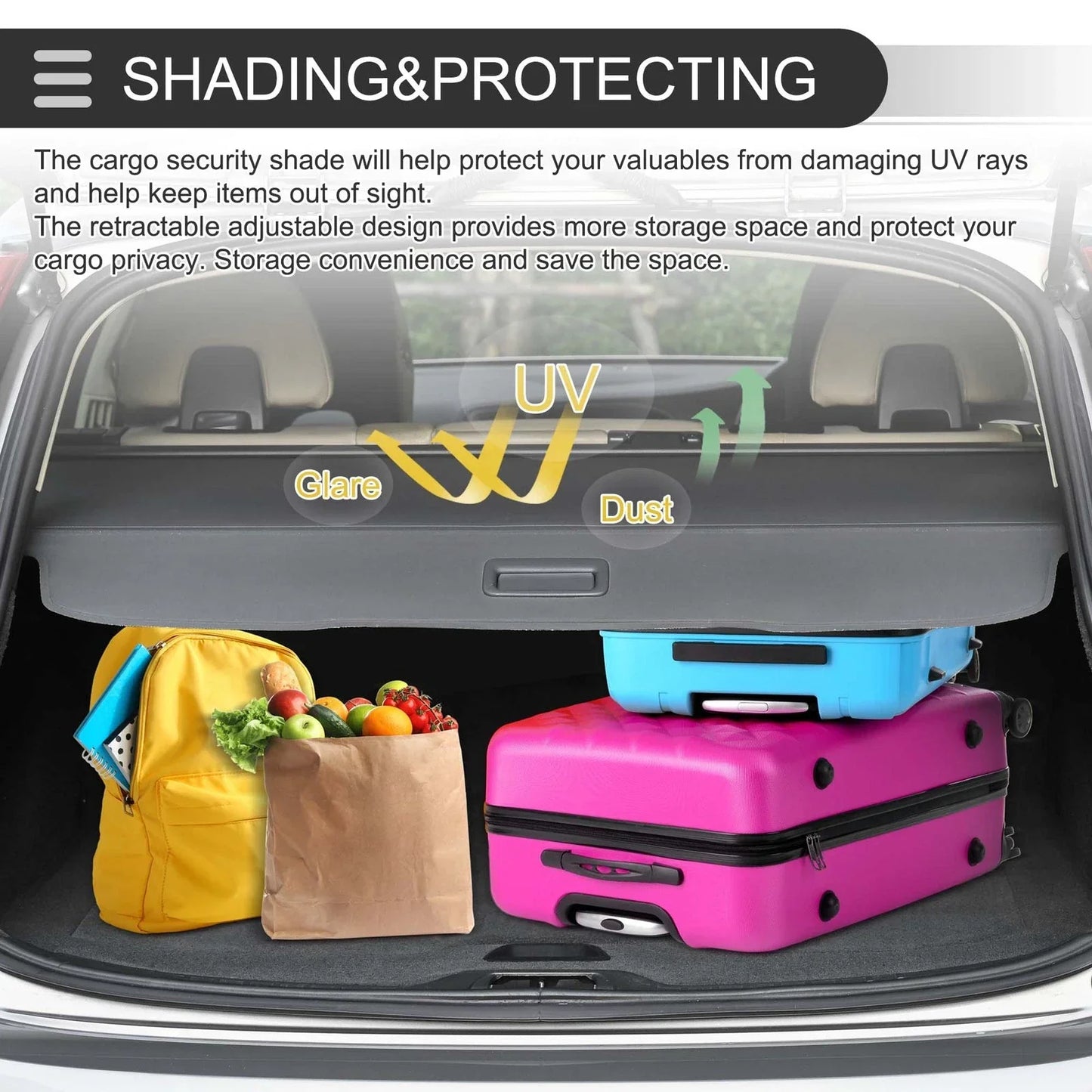 Retractable Cargo Cover for Hyundai Palisade 2020-2024 Gloss Black