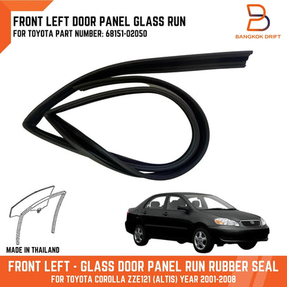 Front Left Door Glass Run Channel Seal for Toyota Corolla Sedan (01-08)