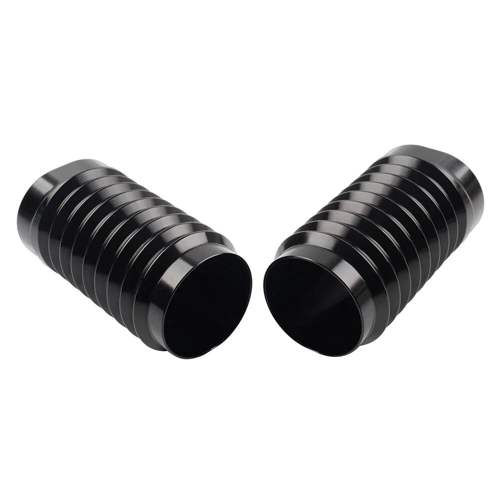 Black Retro Fork Boot Slider Covers for Harley Tour Road Street Tri Glide FLHR (2009-2023)