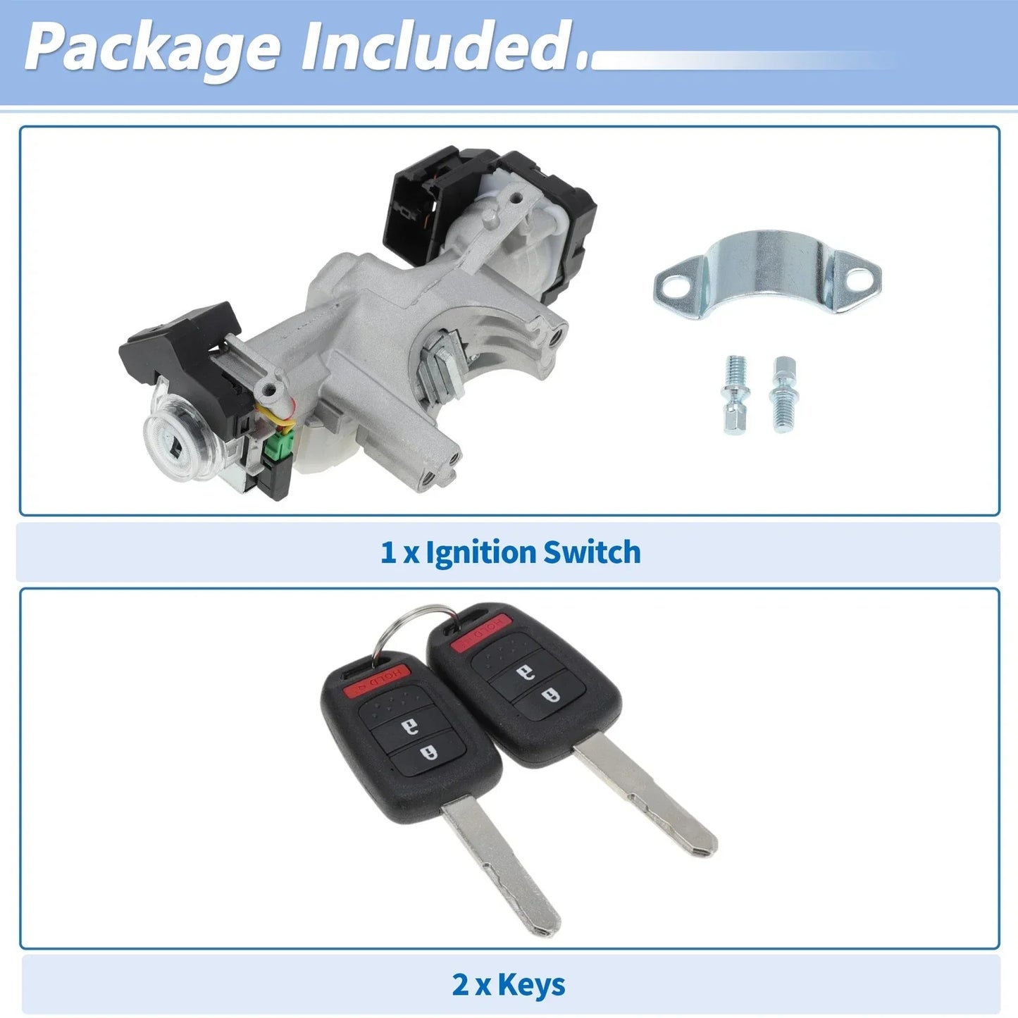 Ignition Lock Cylinder W/ 2 Keys for Honda Accord L4 2.0L (2014-2017)