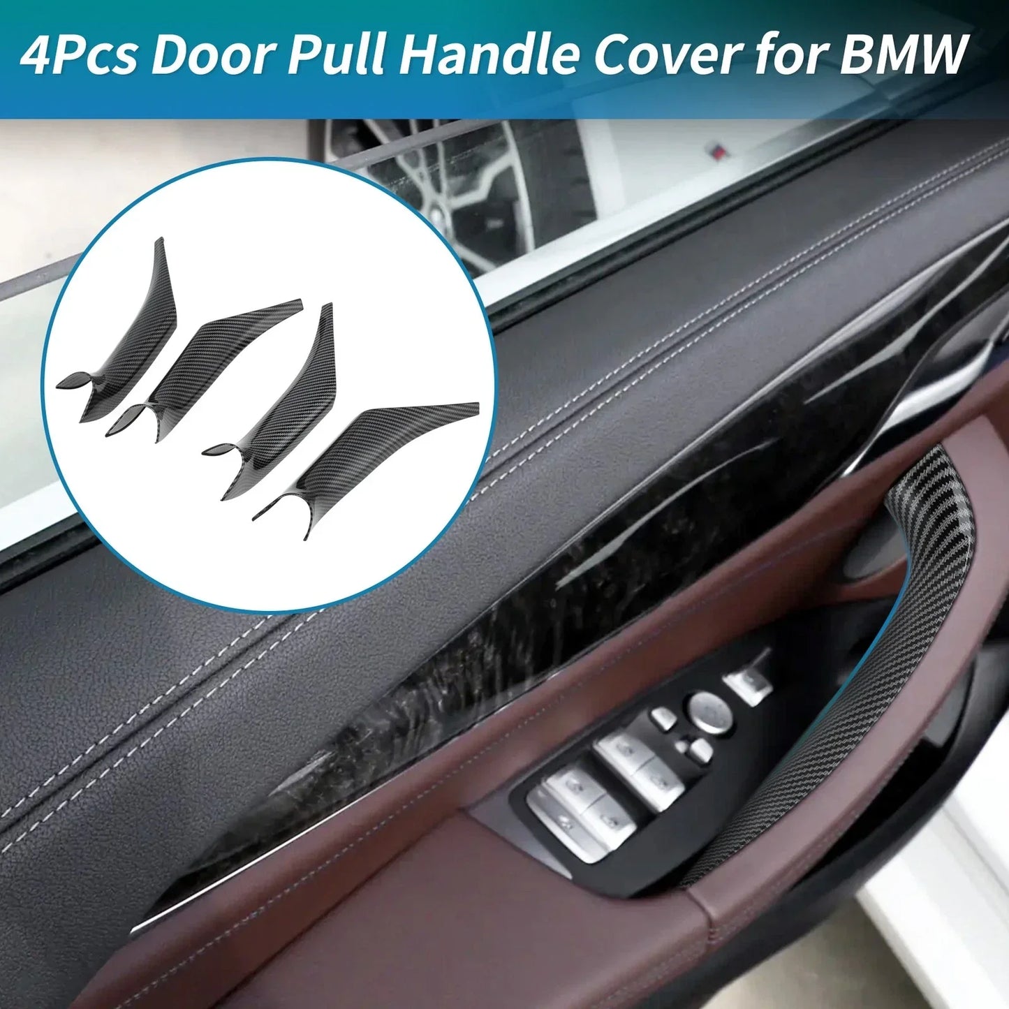 Door Pull Handle Cover for BMW X3 G01 X4 G02 (2019-2023) Carbon Fiber Black
