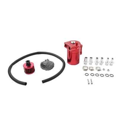 300ml Red Baffled Engine Oil Catch Can Tank w/ Breather Filter for Universal