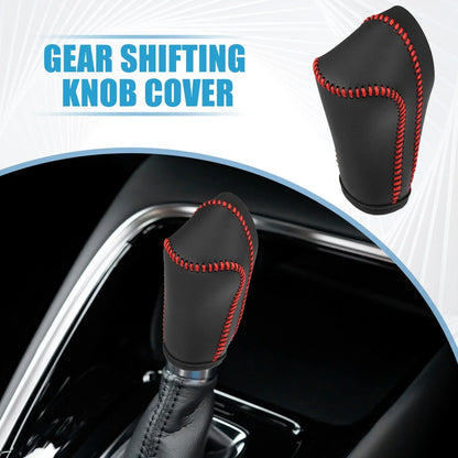 Gear Shift Lever Cover for Honda CRV 2008-2014 - Black with Red Stitches