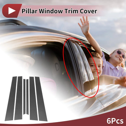 6 Pcs Car Door Pillar Window Trim for LEXUS LS430 (2001-2006) Black Carbon Fiber
