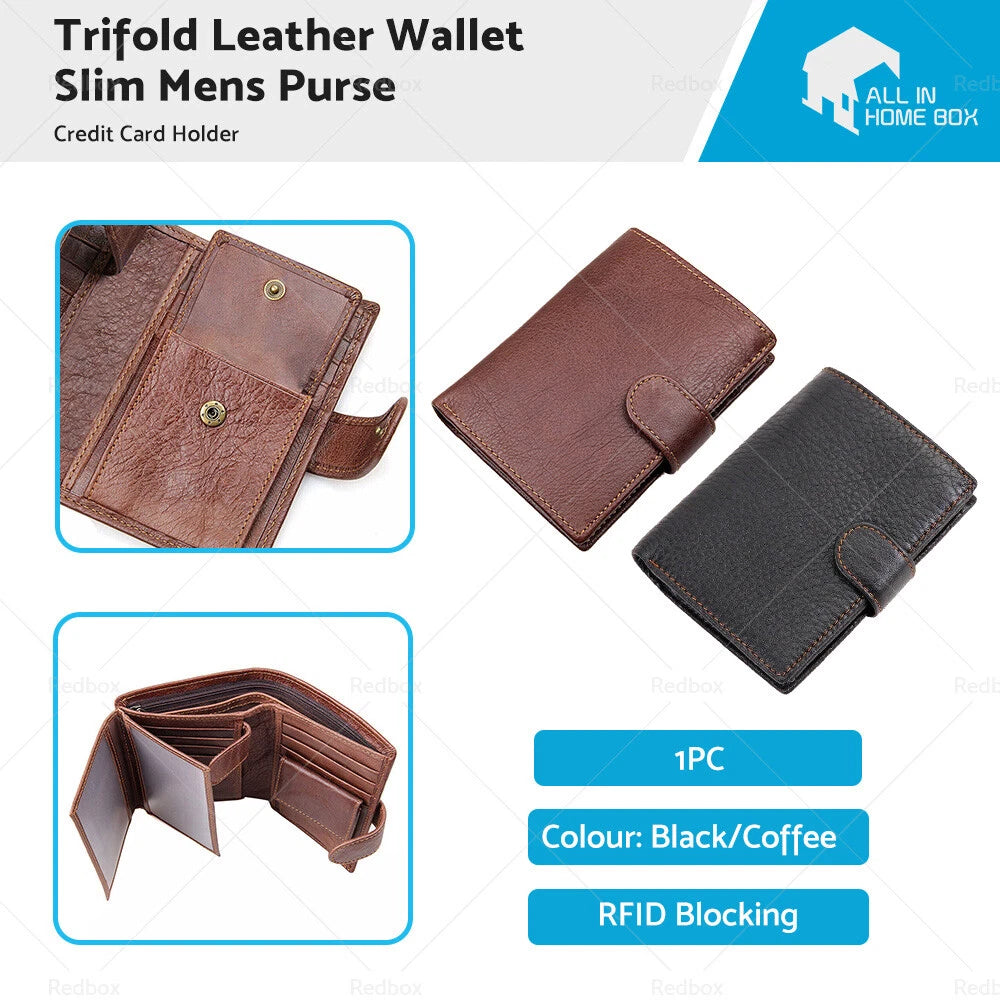 Slim RFID Blocking Leather Wallet for Men - Credit Card Holder