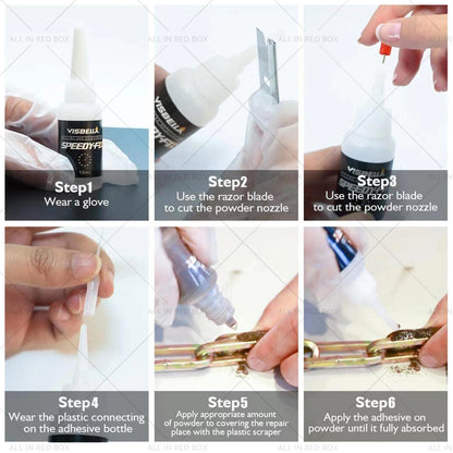 10x Strong Powder Adhesive Glue for Quick Bonding Repair - 79 Characters Max