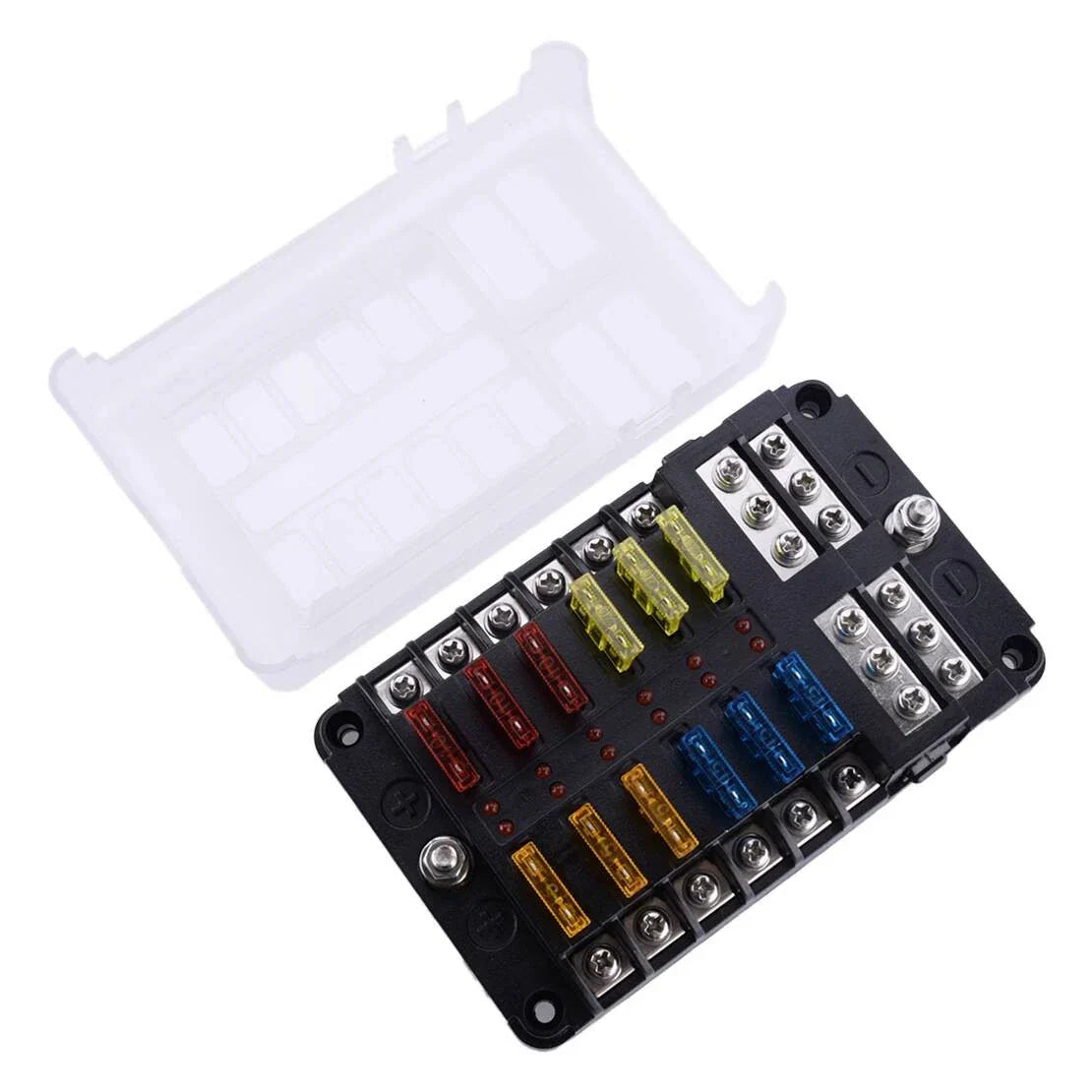 12-Way ATO ATC Fuse Box Holder Kit for Car Boat (Compatible with Various Models)