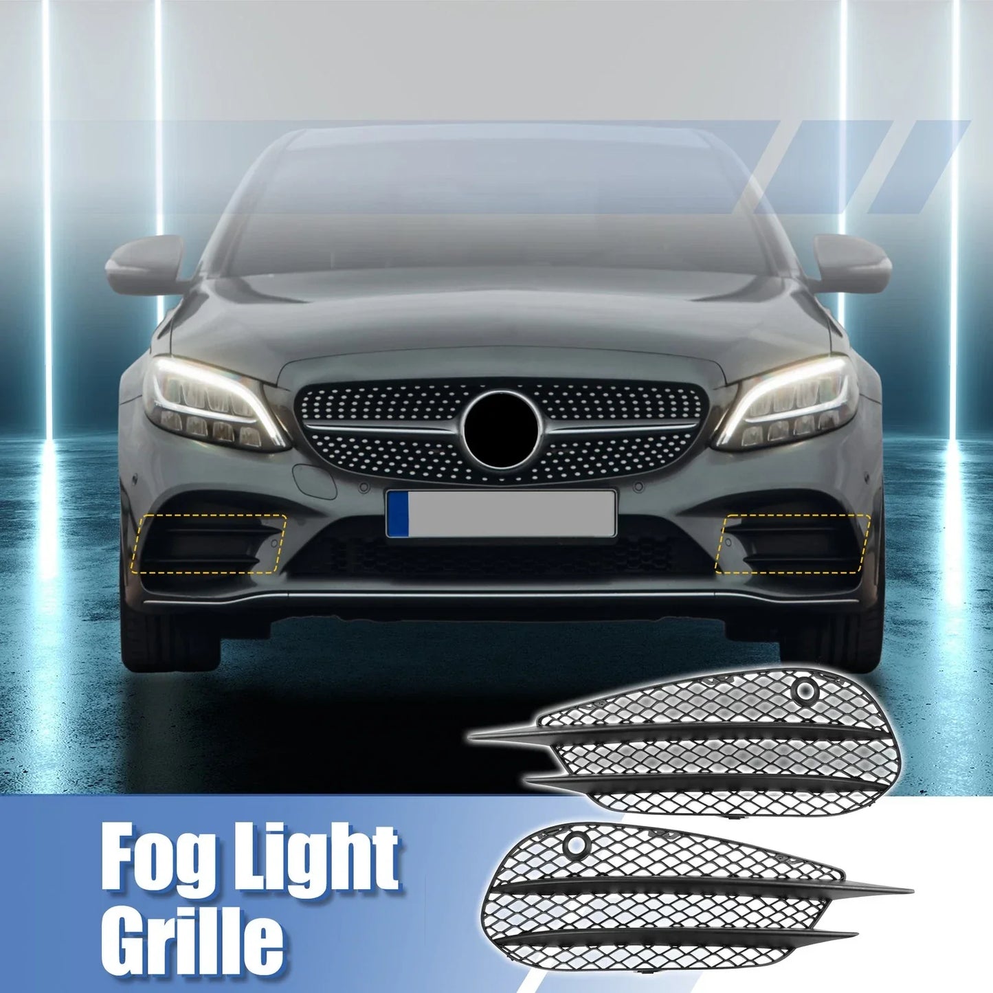 Front Fog Light Grille Cover Trim for Mercedes-Benz (2010-2015)