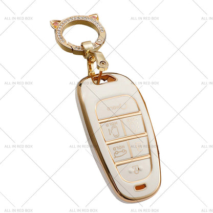 TPU 6-Button Key Fob Cover for Hyundai Sonata Tucson Santa Fe (2011-2023)