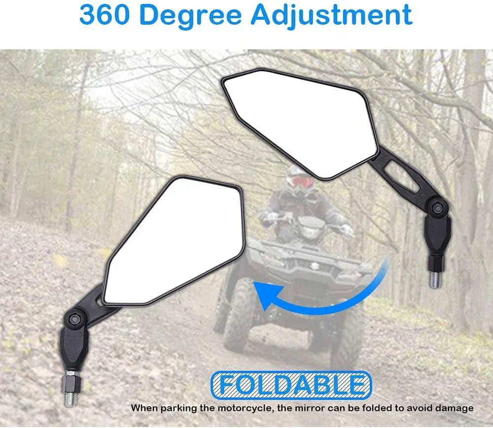 Adjustable Motorcycle Handlebar Rearview Mirrors 10mm Thread Black