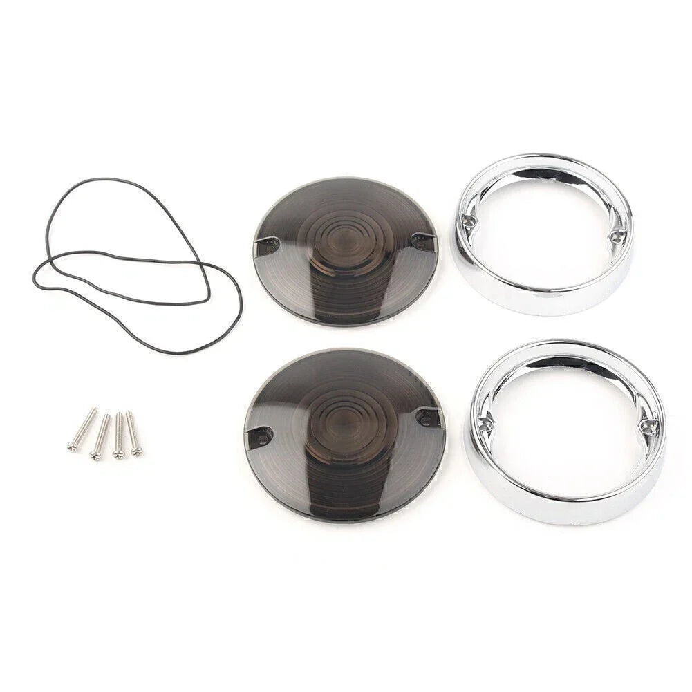Smoke Lens Turn Signal Bezels & Trim Rings for Harley Touring Road King (2009-2023)