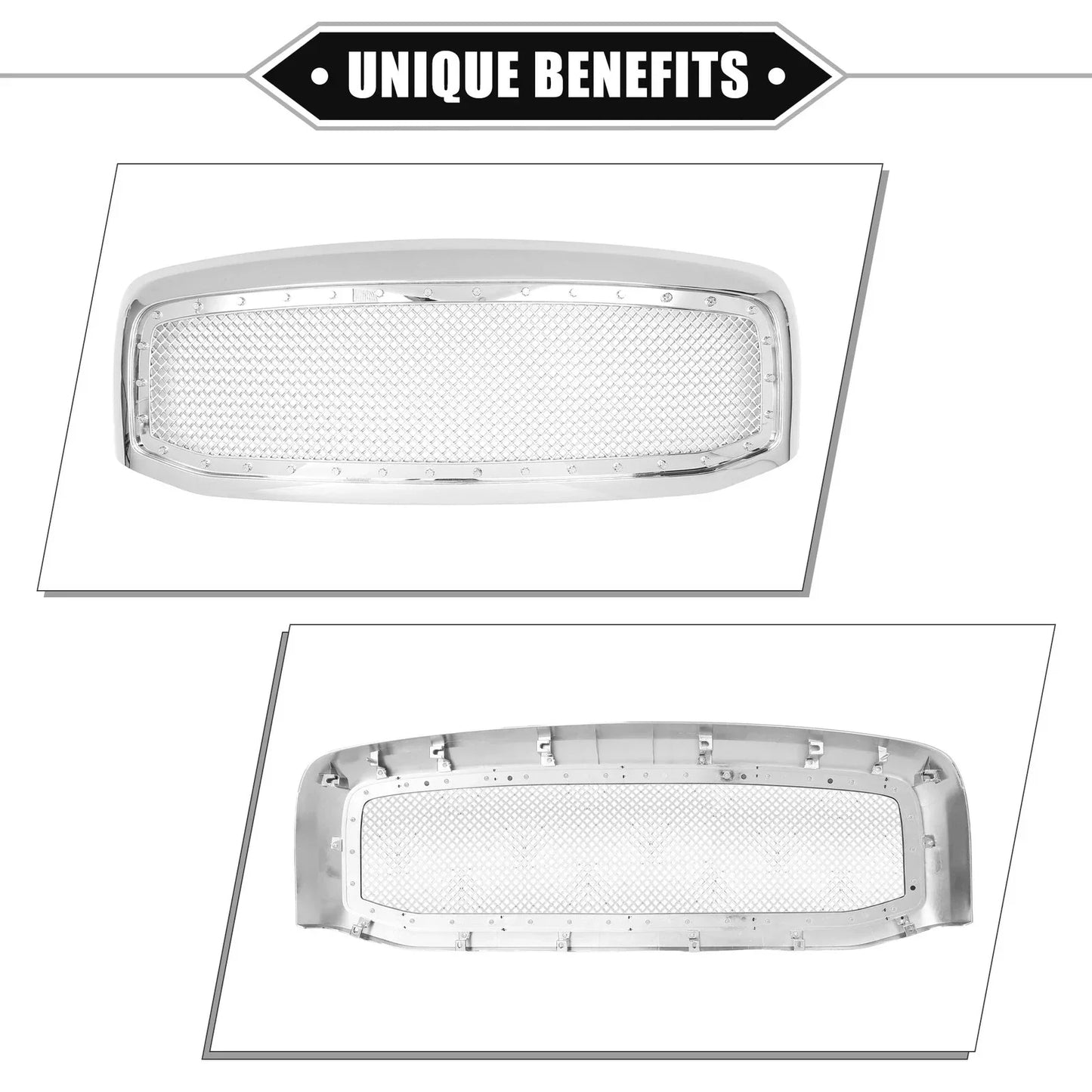 Front Grille Assembly for Dodge Ram 3500 Chrome Silver Tone (2010-2018)