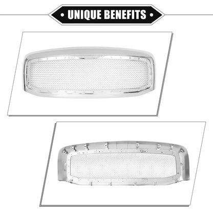 Front Grille Assembly for Dodge Ram 3500 Chrome Silver Tone (2010-2018)
