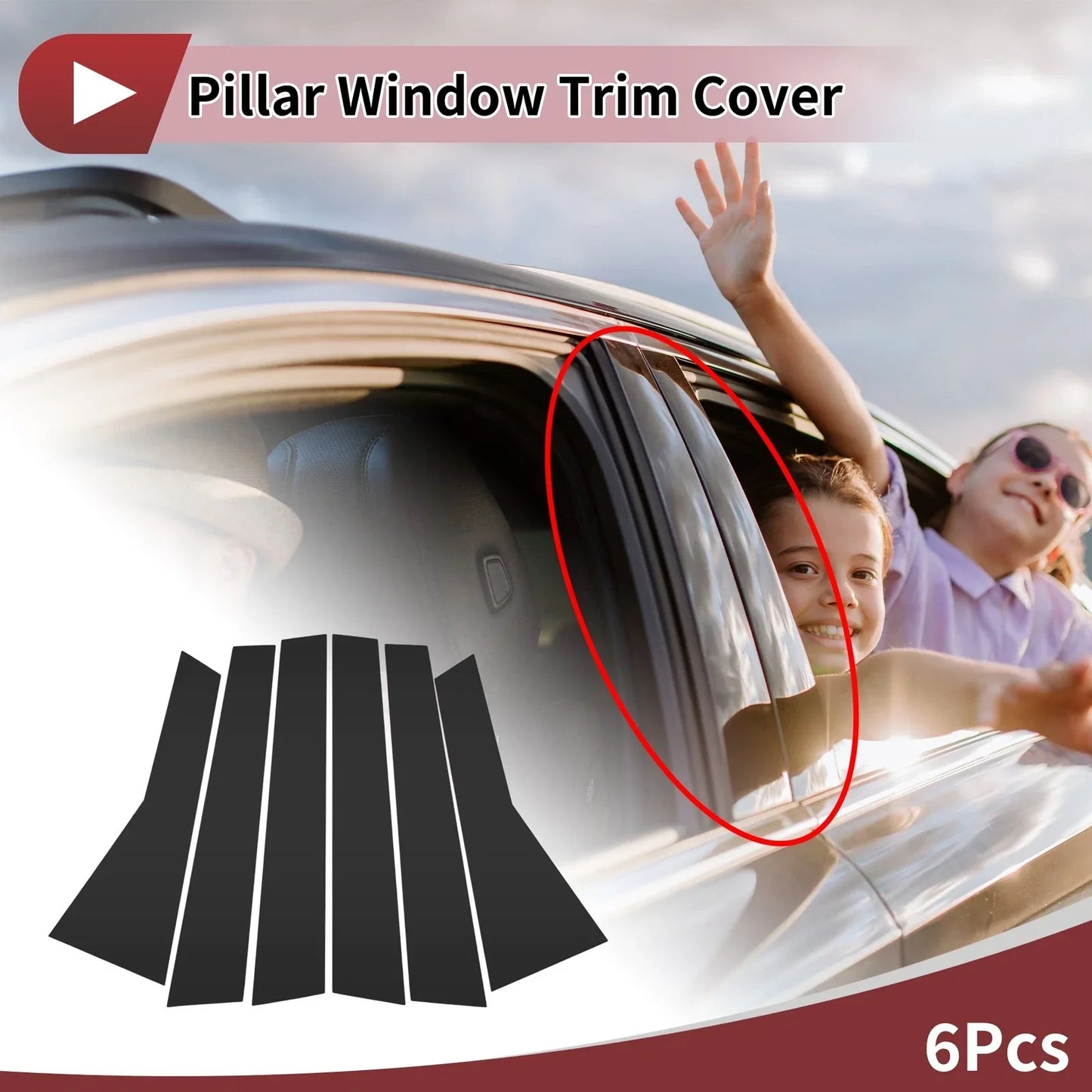 6 Pcs Car Door Pillar Window Trim for Honda CR-V (2012-2016) Black