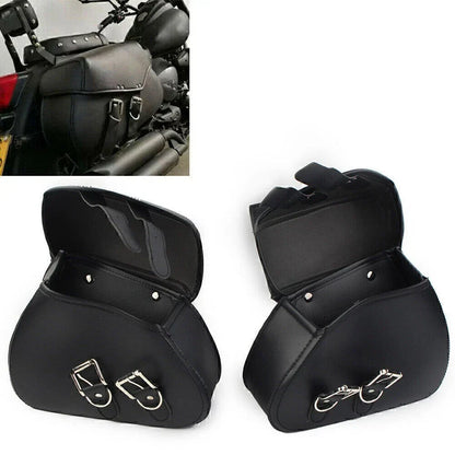 Black PU Leather Saddle Bags for Harley Sportster Dyna (2004-2023)