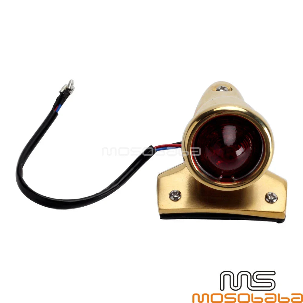 Brass Crocker Style LED Tail Light Assembly for Custom Harley Bobber