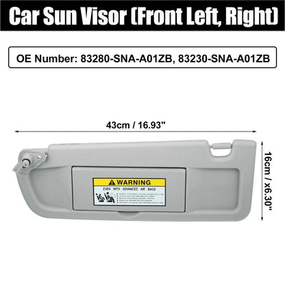 2 x Sun Visors for Honda Civic 2006-2011 Light Gray
