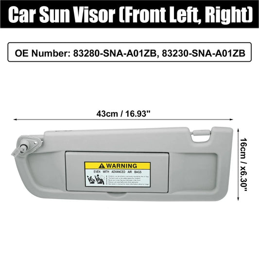 2 x Sun Visors for Honda Civic 2006-2011 Light Gray