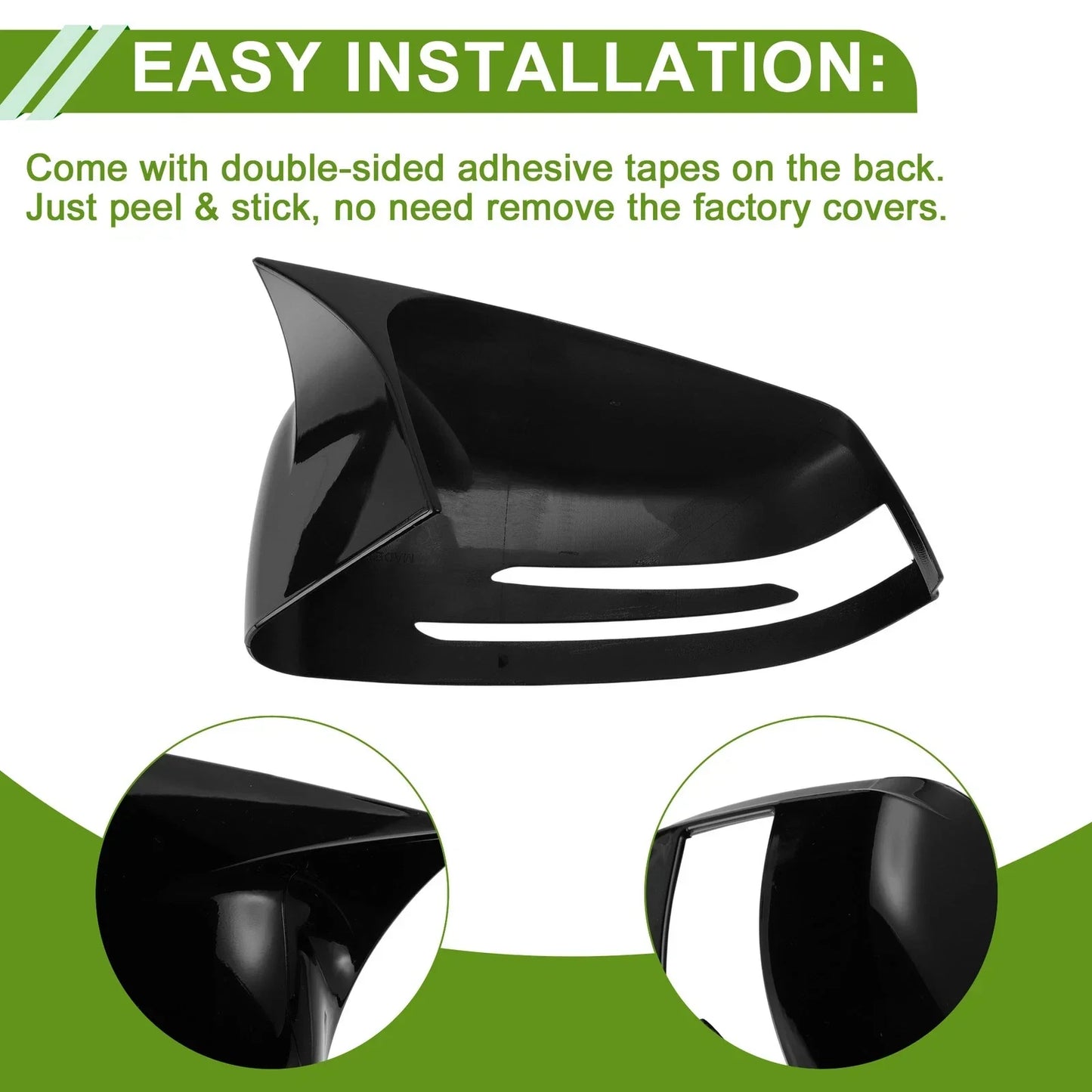Gloss Black Mirror Cover Caps for Mercedes-Benz A-Class W176 (2012-2018)