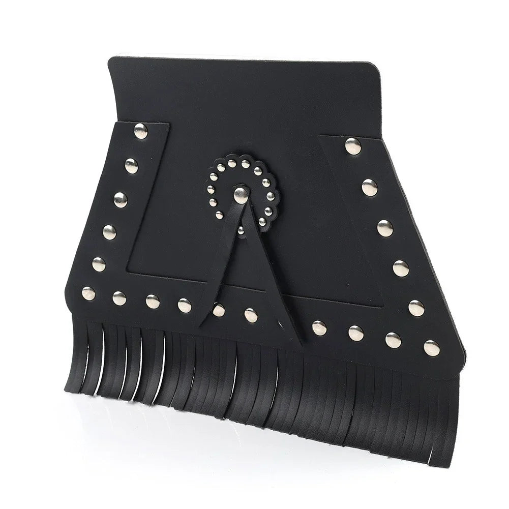 PU Leather Rear Fender Mud Flap Cover with Fringe for Harley