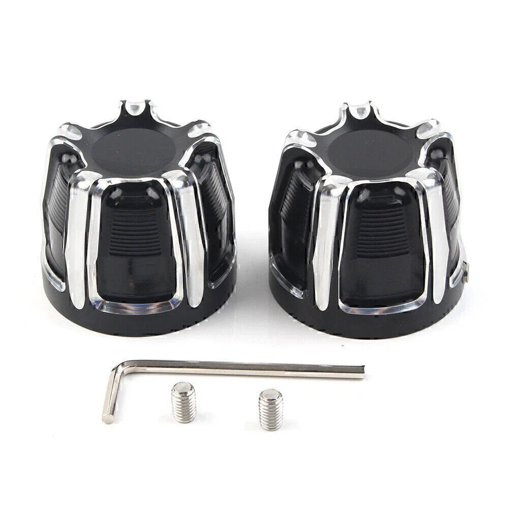 Aluminum Front Cut Axle Nut Cap Covers for Harley Softail Touring Street Glide
