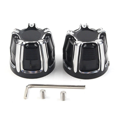 Aluminum Front Cut Axle Nut Cap Covers for Harley Softail Touring Street Glide