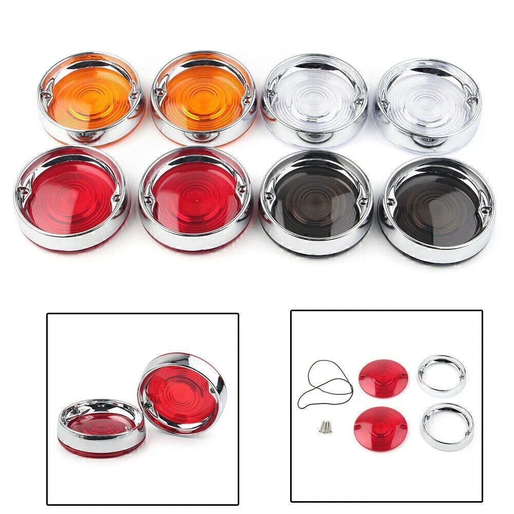Turn Signal Bezels  Red Lens Covers Chrome for Harley Touring Road Glide